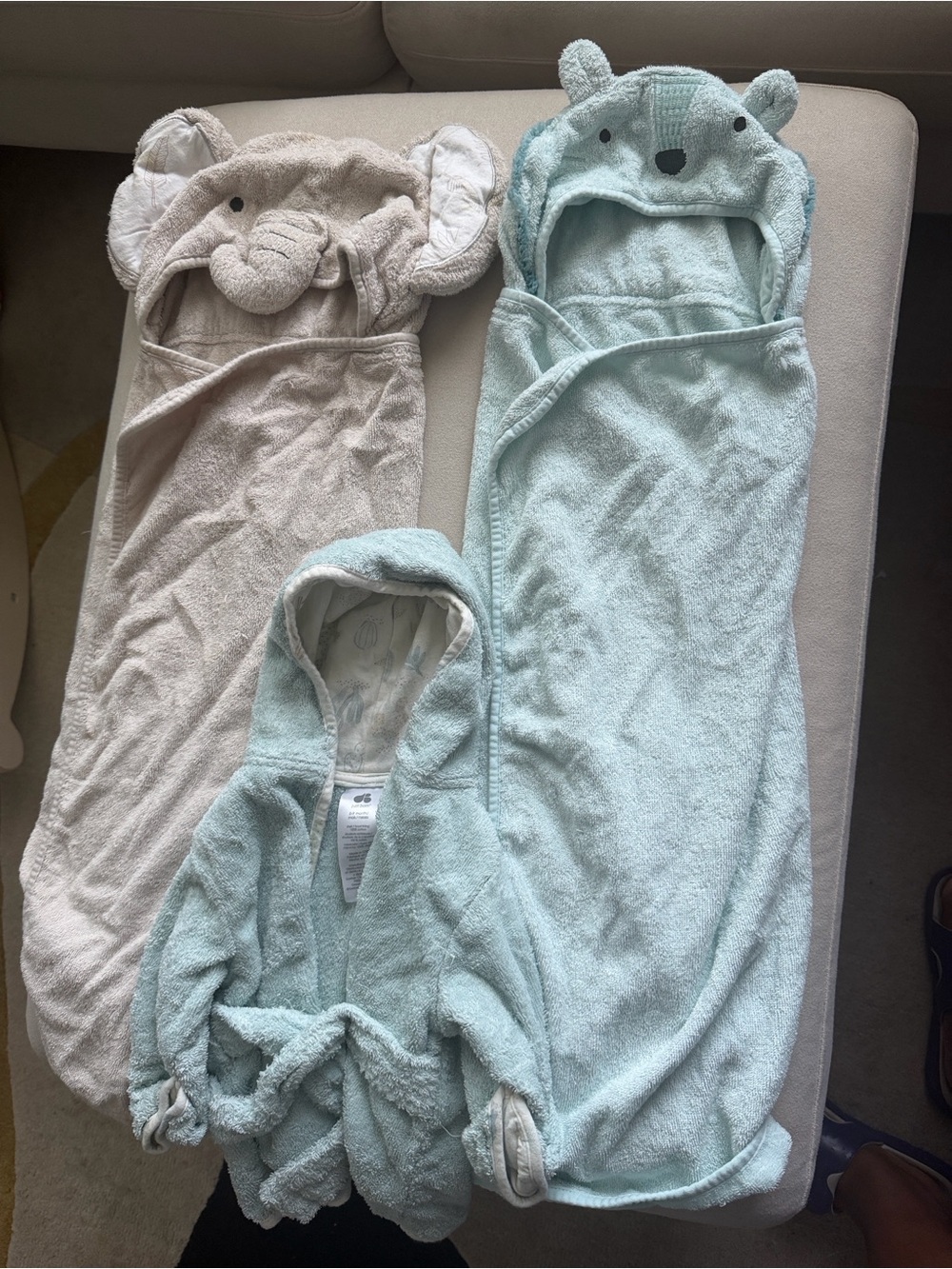 Soft Hooded Baby Towel & Bath Robe Set — Mint and Beige